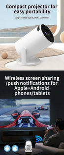 Projetor Portátil HY200 1080P com Ângulo Ajustável de 270° para Celular/Notebook/TV Box, com Entrada HDMI/USB e Alto-falante