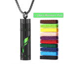 Colar Difusor de Aromaterapia em Aço Inoxidável Preto, Pingente em Espiral Aberto para Óleos Essenciais, Perfume, Medalhão Personalizado