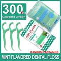 300 unidades de Fio Dental com suporte de sabor Hortelã para Adultos, Palitos de Fio Dental Ultra-Finos, Fio Dental Portátil para Casa e Viagem