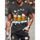 Camiseta Estampa de Árvore de Natal para Homens, Papai Noel Divertido, Camiseta 3D Estampada, Verão, Casual, Manga Curta, Gola O, Camiseta Unissex