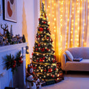 Árvore de Natal Pop-up de 120cm/4ft, árvore de Natal dobrável com luzes de LED e flores de Natal para decoração de casa