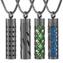Colar Difusor de Aromaterapia em Aço Inoxidável Preto, Pingente em Espiral Aberto para Óleos Essenciais, Perfume, Medalhão Personalizado