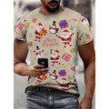 Camiseta Estampa de Árvore de Natal para Homens, Papai Noel Divertido, Camiseta 3D Estampada, Verão, Casual, Manga Curta, Gola O, Camiseta Unissex