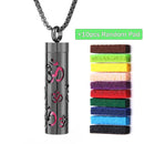 Colar Difusor de Aromaterapia em Aço Inoxidável Preto, Pingente em Espiral Aberto para Óleos Essenciais, Perfume, Medalhão Personalizado