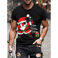 Camiseta Estampa de Árvore de Natal para Homens, Papai Noel Divertido, Camiseta 3D Estampada, Verão, Casual, Manga Curta, Gola O, Camiseta Unissex