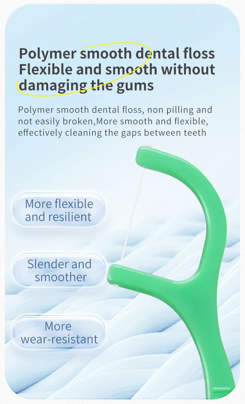 300 unidades de Fio Dental com suporte de sabor Hortelã para Adultos, Palitos de Fio Dental Ultra-Finos, Fio Dental Portátil para Casa e Viagem