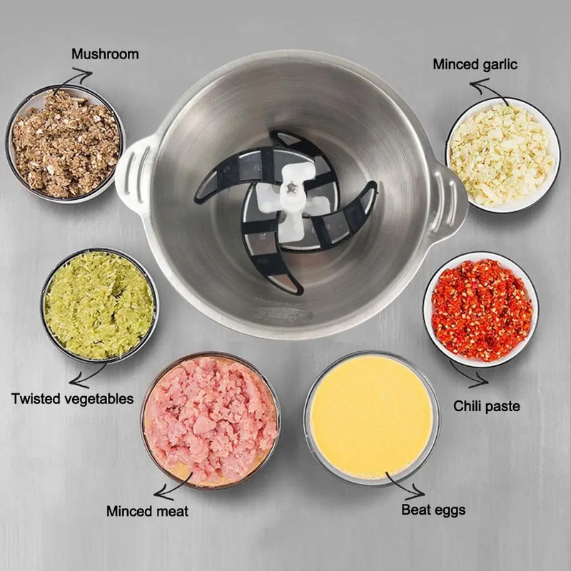 3L Household Electric Mini Mixer Taro Masher Multi-Function Vegetable & Fruit Grinder Stainless Steel Food Processor Meat Mincer