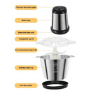 3L Household Electric Mini Mixer Taro Masher Multi-Function Vegetable & Fruit Grinder Stainless Steel Food Processor Meat Mincer