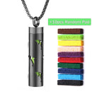 Colar Difusor de Aromaterapia em Aço Inoxidável Preto, Pingente em Espiral Aberto para Óleos Essenciais, Perfume, Medalhão Personalizado