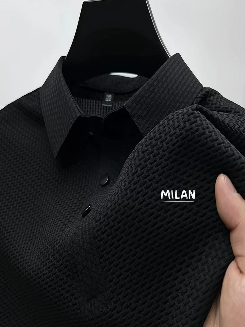 Classic men's casual POLO shirt soft and breathable MILAN pattern quick-drying top T-shirt