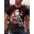 Camiseta Estampa de Árvore de Natal para Homens, Papai Noel Divertido, Camiseta 3D Estampada, Verão, Casual, Manga Curta, Gola O, Camiseta Unissex