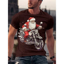 Camiseta Estampa de Árvore de Natal para Homens, Papai Noel Divertido, Camiseta 3D Estampada, Verão, Casual, Manga Curta, Gola O, Camiseta Unissex