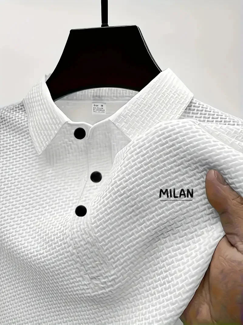 Classic men's casual POLO shirt soft and breathable MILAN pattern quick-drying top T-shirt