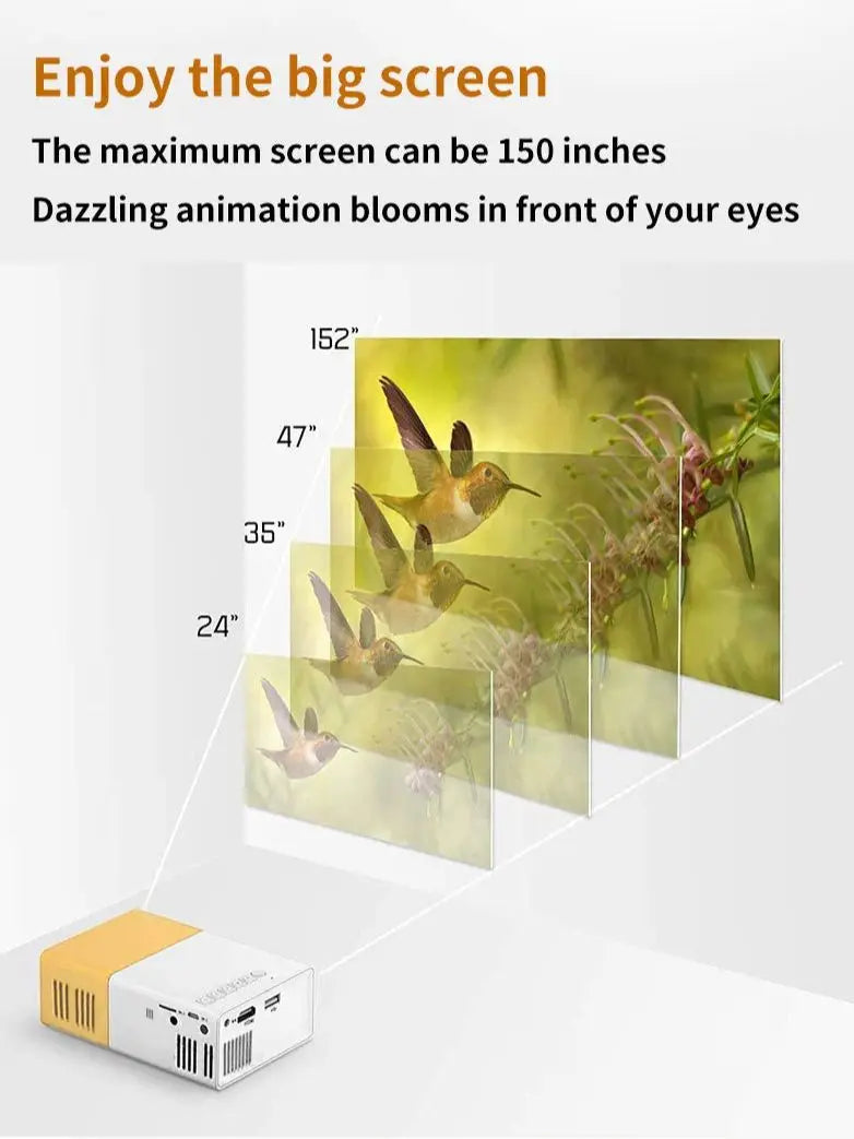 Mini projetor YG300 HD, fácil transporte, adequado para projeção em quartos, salas de estar, escritórios, etc.