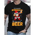 Camiseta Estampa de Árvore de Natal para Homens, Papai Noel Divertido, Camiseta 3D Estampada, Verão, Casual, Manga Curta, Gola O, Camiseta Unissex