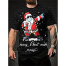 Camiseta Estampa de Árvore de Natal para Homens, Papai Noel Divertido, Camiseta 3D Estampada, Verão, Casual, Manga Curta, Gola O, Camiseta Unissex