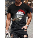 Camiseta Estampa de Árvore de Natal para Homens, Papai Noel Divertido, Camiseta 3D Estampada, Verão, Casual, Manga Curta, Gola O, Camiseta Unissex