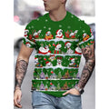 Camiseta Estampa de Árvore de Natal para Homens, Papai Noel Divertido, Camiseta 3D Estampada, Verão, Casual, Manga Curta, Gola O, Camiseta Unissex