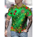 Camiseta Estampa de Árvore de Natal para Homens, Papai Noel Divertido, Camiseta 3D Estampada, Verão, Casual, Manga Curta, Gola O, Camiseta Unissex